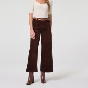 PAIGE Maple Brown Wide-Leg Corduroy Pants